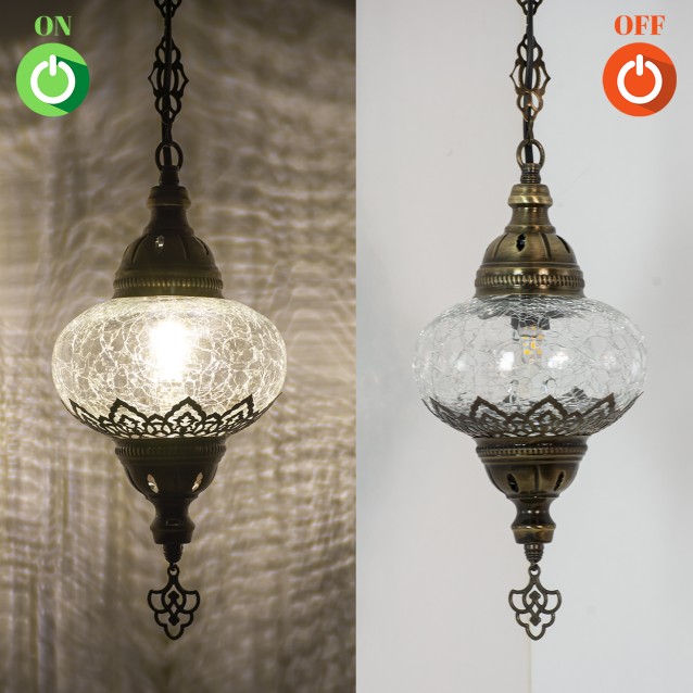 One Light Turkish Mosaic Hanging Lamp (Crack Clear) One Light Turkish Mosaic Hanging Lamp (Crack Clear)
